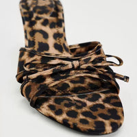 Thumbnail for Bow Leopard Kitten Heel Sandals