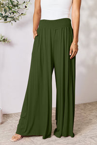 Thumbnail for Double Take Full Size Smocked Wide Waistband Wide Leg Pants