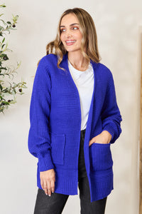 Thumbnail for Zenana Full Size Waffle-Knit Open Front Cardigan