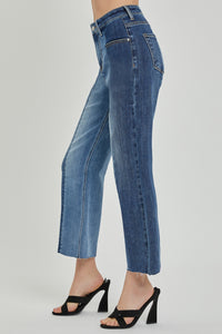 Thumbnail for RISEN Full Size Mid-Rise Waist Two-Tones Jeans with Pockets