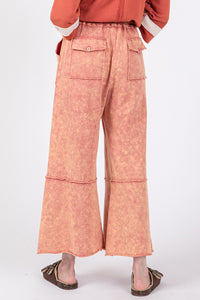 Thumbnail for SAGE + FIG Mineral Washed Terry Wide Leg Pants