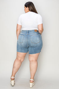 Thumbnail for Judy Blue Full Size High Waist Raw Hem Denim Shorts