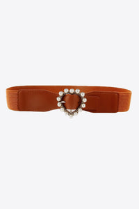 Thumbnail for Pearl Heart Buckle Elastic Belt