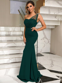 Thumbnail for Rhinestone One-Shoulder Formal Dress