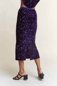 Thumbnail for J.NNA Sequin Back Slit Midi Skirt