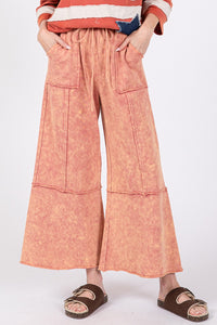 Thumbnail for SAGE + FIG Mineral Washed Terry Wide Leg Pants