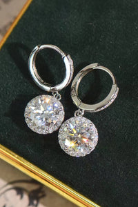 Thumbnail for 2 Carat Moissanite Round Drop Earrings