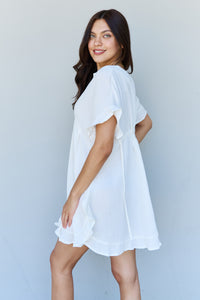 Thumbnail for Ninexis Out Of Time Full Size Ruffle Hem Dress with Drawstring Waistband in White