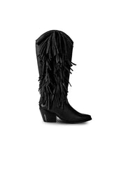 Thumbnail for Women'S Knee-High Black Premium Leather Boots with Side Fringe, Ely By