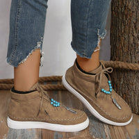 Thumbnail for Tied Bead Trim Platform Sneakers