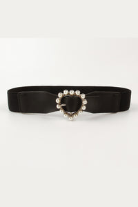 Thumbnail for Pearl Heart Buckle Elastic Belt