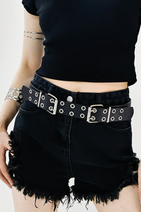 Thumbnail for PU Leather Two Row Eyelet Belt