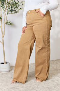 Thumbnail for RISEN Full Size Fringe Hem Wide Leg Jeans