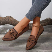 Thumbnail for Bow Contrast Trim Point Toe Loafers