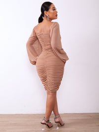 Thumbnail for Zip-Back Ruched Bodycon Dress