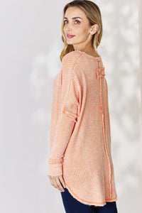 Thumbnail for Zenana Oversized Washed Waffle Long Sleeve Top