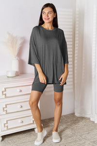 Thumbnail for Basic Bae Full Size Soft Rayon Three-Quarter Sleeve Top and Shorts Set