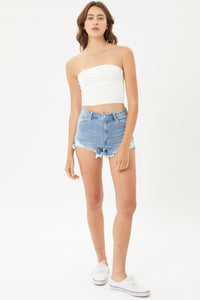 Thumbnail for Love Tree Raw Hem Cat's Whisker Denim Shorts