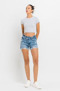 Thumbnail for Lovervet Stepped Waist Raw Hem Denim Shorts