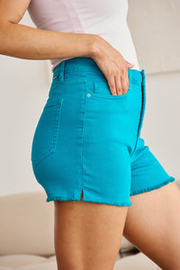 Thumbnail for RFM Tummy Control High Waist Raw Hem Denim Shorts