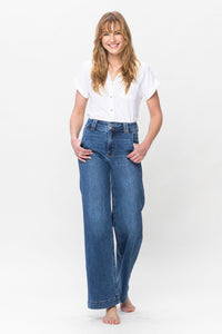 Thumbnail for Judy Blue Full Size Double Button Wide Leg Jeans