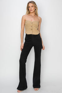 Thumbnail for RISEN Full Size High Rise Side Slit Cargo Bootcut Jeans