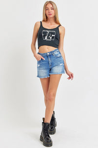 Thumbnail for RISEN Full Size High Rise Distressed Raw Hem Denim Shorts