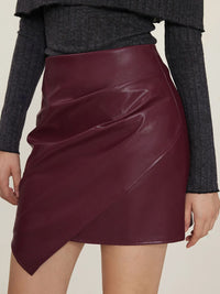 Thumbnail for Ruched Mini Skirt with Zipper