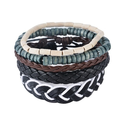 Lederarmband Herren Mehrschichtiges Perlenarmband Punk Wickelarmbänder für Damen Vintage Punk Herrenschmuck