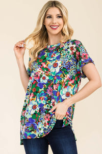 Thumbnail for Celeste Full Size Round Neck Short Sleeve Floral T-Shirt