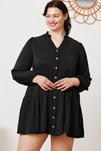 Thumbnail for Ruffled Button Up Long Sleeve Tiered Shirt