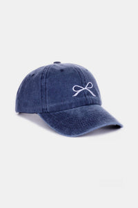 Thumbnail for Zenana Bow Embroidered Washed Cotton Caps