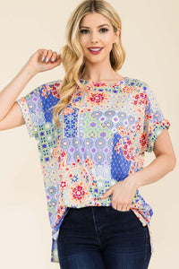 Thumbnail for Celeste Full Size Round Neck Short Sleeve Floral T-Shirt