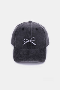 Thumbnail for Zenana Bow Embroidered Washed Cotton Caps