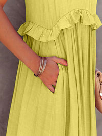 Thumbnail for Ruffled Sleeveless Tiered Maxi Dress with Pockets