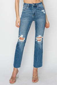 Thumbnail for RISEN High Rise Distressed Ankle Jeans