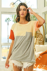 Thumbnail for BiBi Color Block Short Sleeve T-Shirt