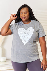 Thumbnail for Simply Love Heart Graphic Cuffed Short Sleeve T-Shirt