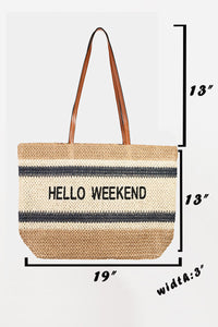 Thumbnail for Fame Letter Graphic Striped Tote Bag