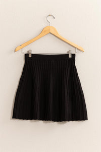 Thumbnail for HYFVE High Waist Knit Pleated Flare Mini Skirt