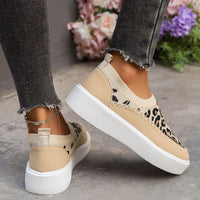 Thumbnail for Leopard Round Toe Platform Sneakers