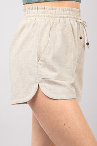 Thumbnail for VERY J Drawstring Elastic Waist Linen Shorts