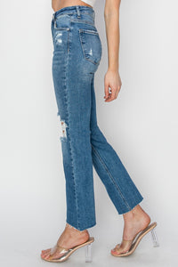 Thumbnail for RISEN High Rise Distressed Ankle Jeans