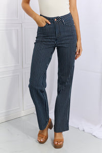 Thumbnail for Judy Blue Cassidy Full Size High Waisted Tummy Control Striped Straight Jeans