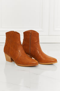 Thumbnail for MMShoes Watertower Town Faux Leather Western Ankle Boots in Ochre