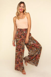 Thumbnail for Haptics Smocked Waist Paisley Print Pants