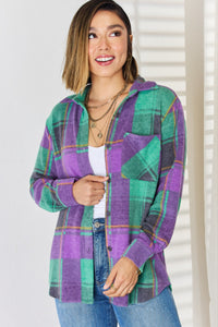 Thumbnail for Zenana Plaid Button Up Long Sleeve Shacket