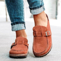 Thumbnail for Round Toe Low Heel Buckle Loafers