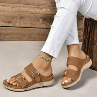 Thumbnail for PU Leather Open Toe Buckle Sandals