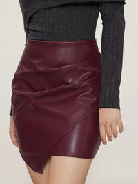 Thumbnail for Ruched Mini Skirt with Zipper